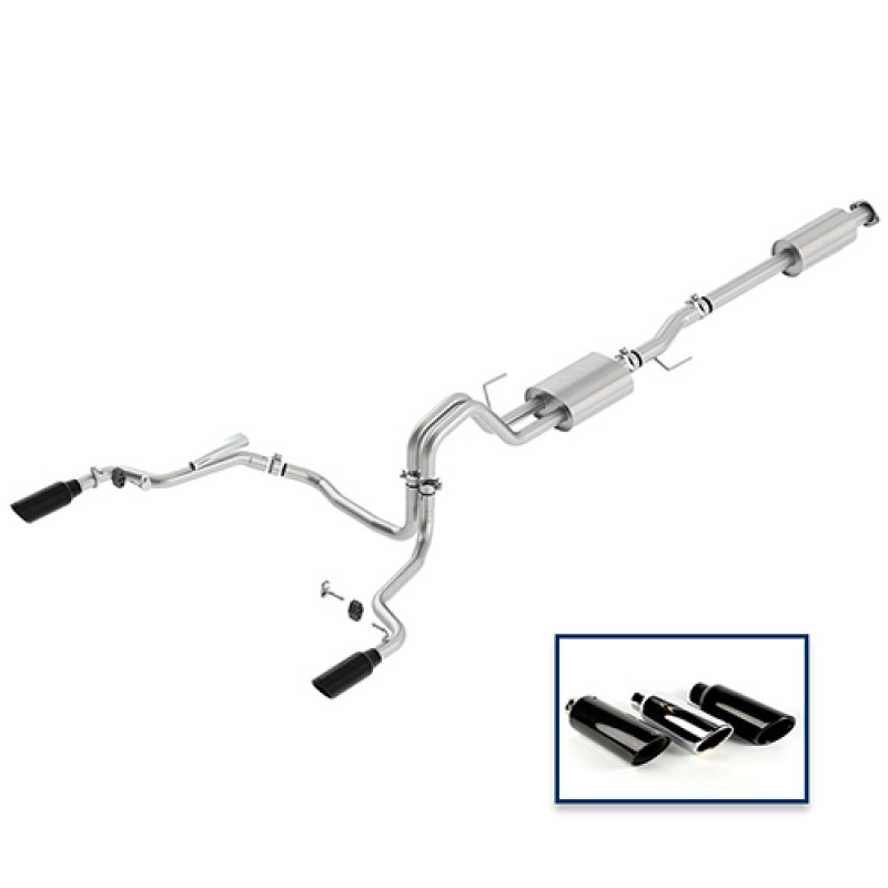 Ford F-150 Performance Exhaust - Rear Exit - Ford Racing - Cat-Back Sport - Black Chrome - `15-`18 Ford F-150 Performance Exhaust - Rear Exit - Ford Racing - Cat-Back Sport - Black Chrome - `15-`18